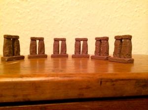 Stonehenge of chocolate trilithons by @SchPrehistory on Twitter